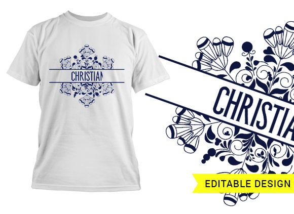 Snowflake split monogram with name placeholder T-shirt Design 1