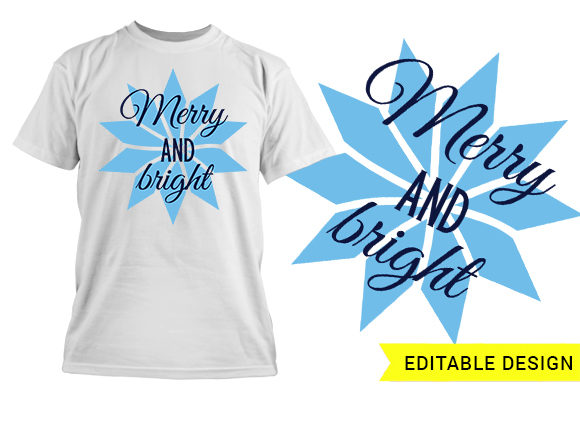 Merry and Bright Christmas Design Template T-shirt Design 1
