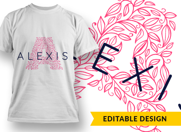 Ornate Letter A with Name Placeholder T-shirt Design 1