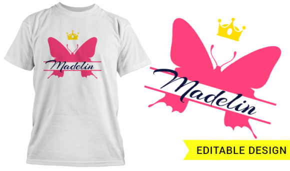 Butterfly monogram T-shirt Design 1