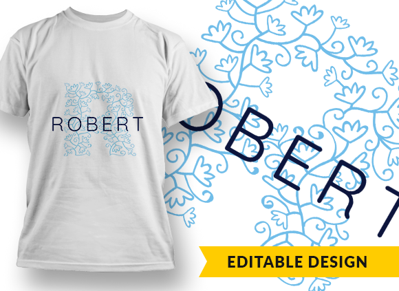 Ornate Letter R with Name Placeholder T-shirt Design 1