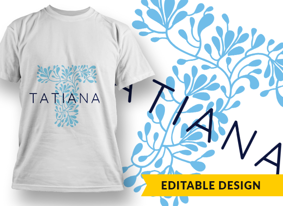 Ornate Letter T with Name Placeholder T-shirt Design 1