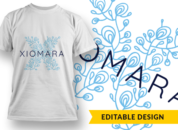Ornate Letter X with Name Placeholder T-shirt Design 1