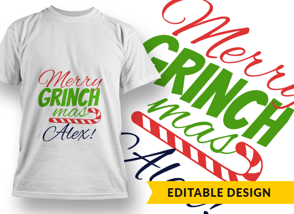 Merry Grinchmas + Name T-shirt Design 1