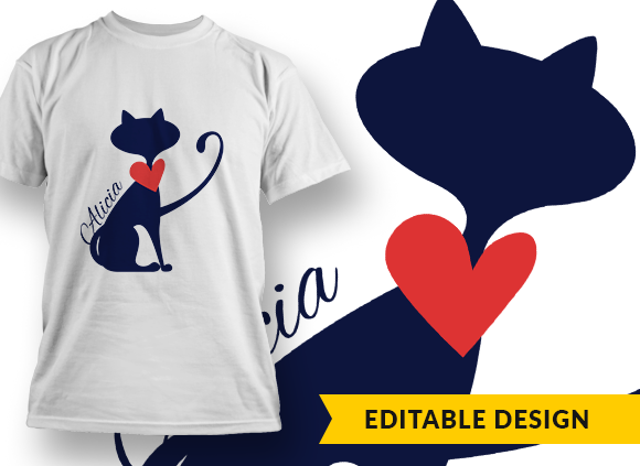 Cat with Name placeholder T-shirt Design 1