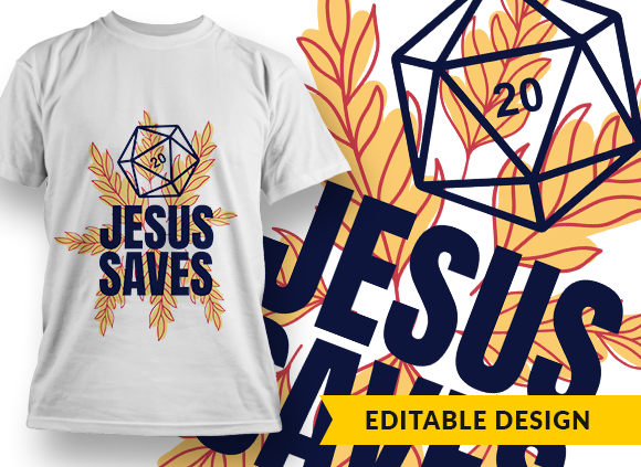 D20 Jesus saves Design Template - T-shirt Design 1