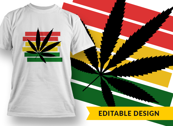 Ethiopian Flag Colors and Leaf Design Template - T-shirt Design 1