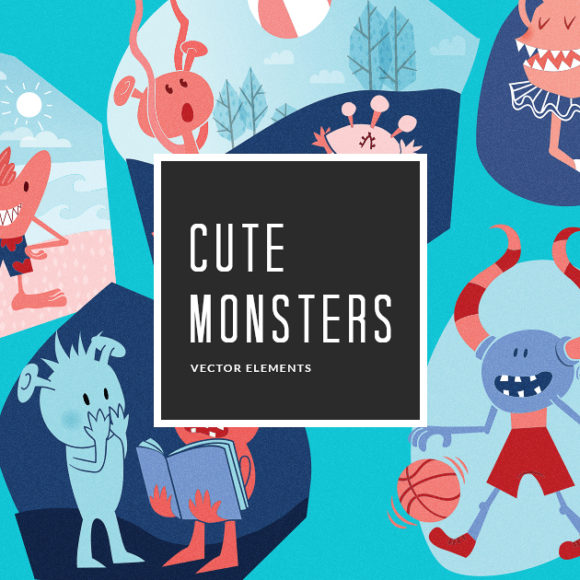 Cute Monsters 4 Vector Pack 1