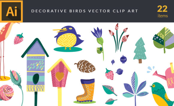 Decorative Birds Vector Pack 1