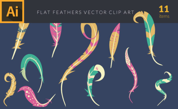Colorful Illustrated Feathers | Vector Pack