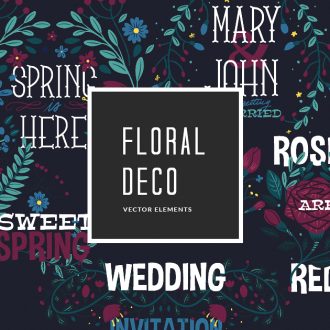 Floral Decorations with Typography | Vector Pack