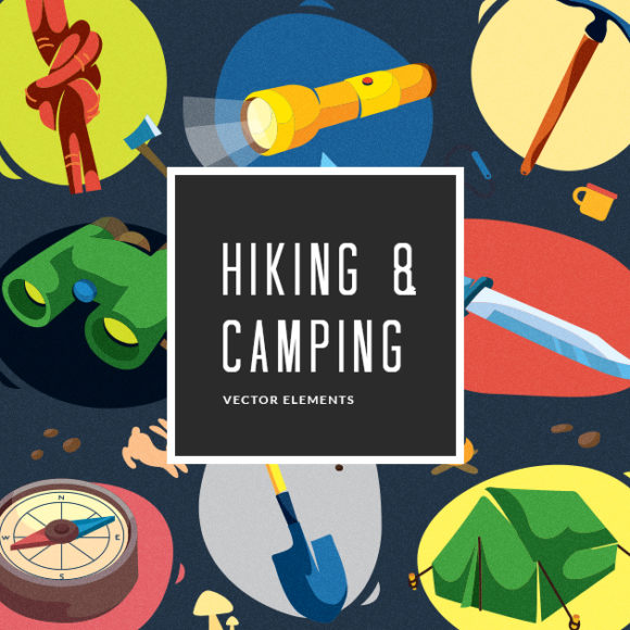 Colorful Hiking & Camping Symbols | Vector Pack