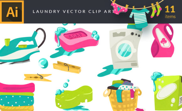 Colorful Illustrated Laundry Symbols | Vector Pack 1