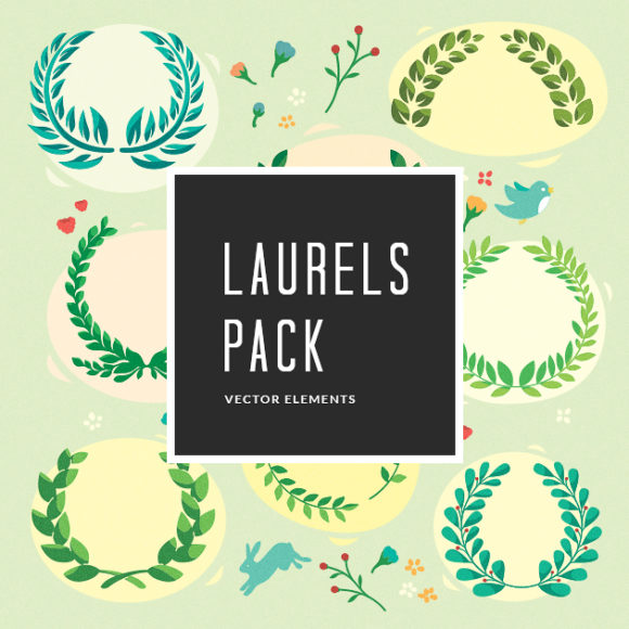 Illustrated Laurels Vector Pack