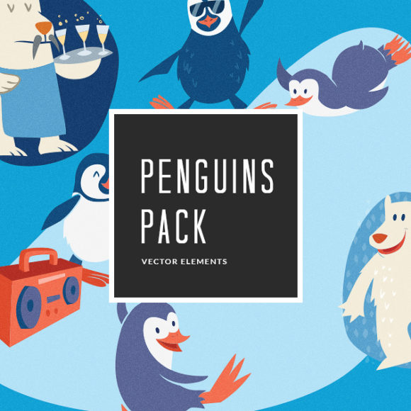Illustrated Penguins Vector Pack