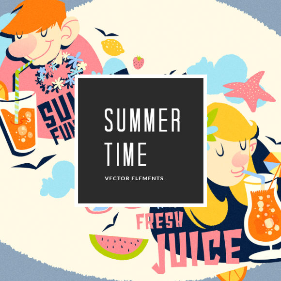 Illustrated Summer Compositions Vector Pack