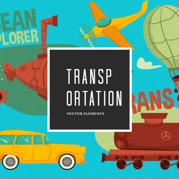Illustrated Transportation Symbols Vector Pack