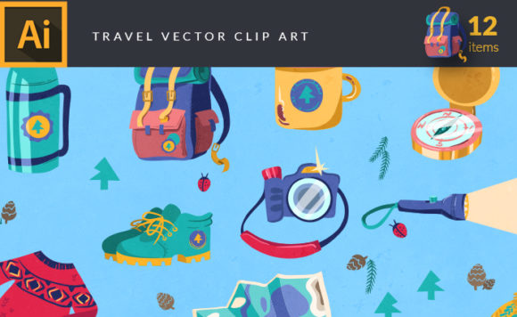 Colorful Traveling Symbols Vector Pack