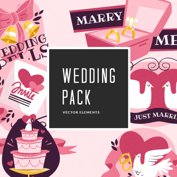 Illustrated Wedding Symbols Vector Pack