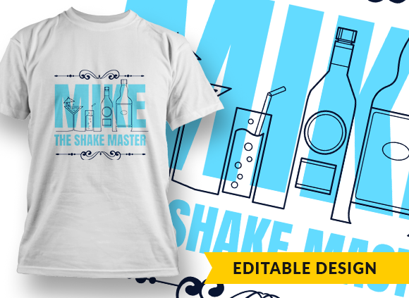 Bartender template with name placeholder T-shirt Design 1