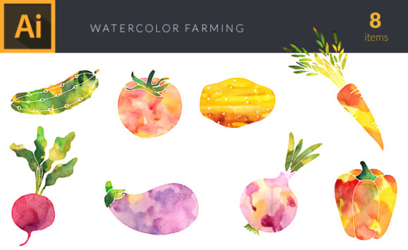 Watercolor Farming  Plants Vector Set 1