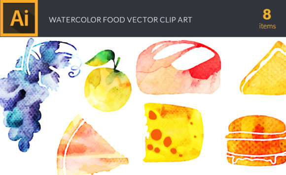 Watercolor Food Vector Set 1