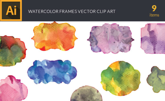 Watercolor Frames Vector Set 1