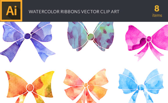 Watercolor Ribbons Vector Set 1