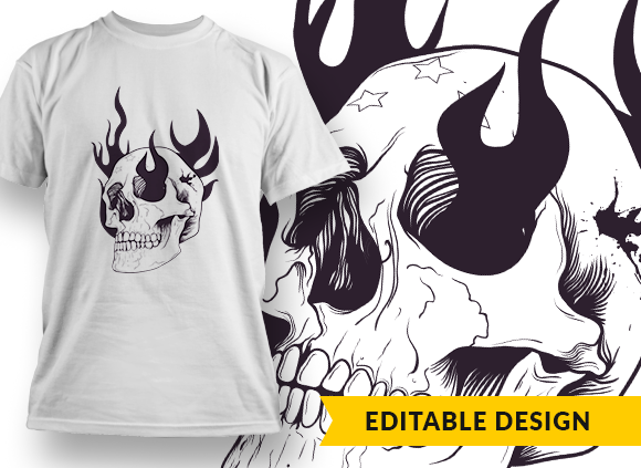 Flaming skull T-shirt Design 1