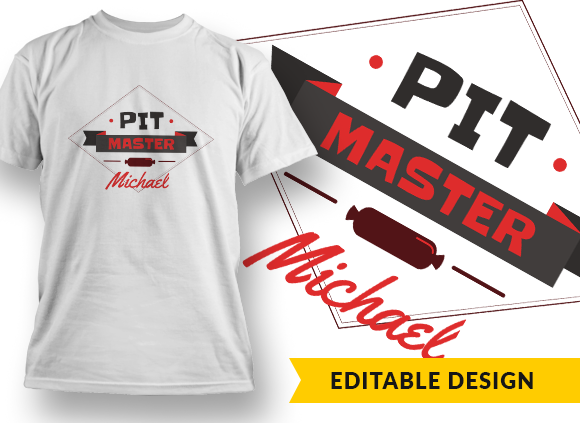 Pit master  (with name placeholder) T-shirt Design 1