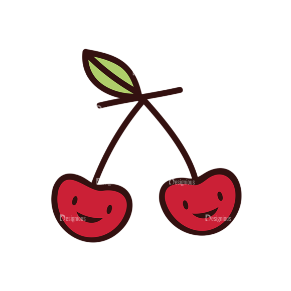 Doodle Fruits Vector Set 1 Vector Cherry 1