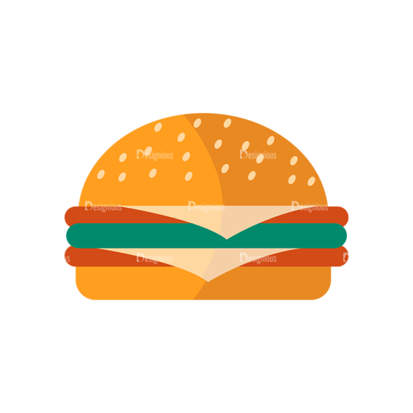 Flat Food Icons Set 5 Vector Burger 1