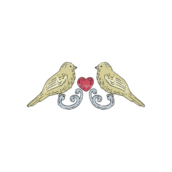 Engraved Wedding Design Vector Set 1 Vector Birds 1