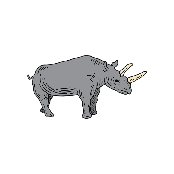 Engraved Wild Animals Vector 1 Vector Rhinoceros 1