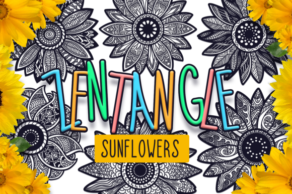 24 Zentangle Sunflowers SVG Cut Files