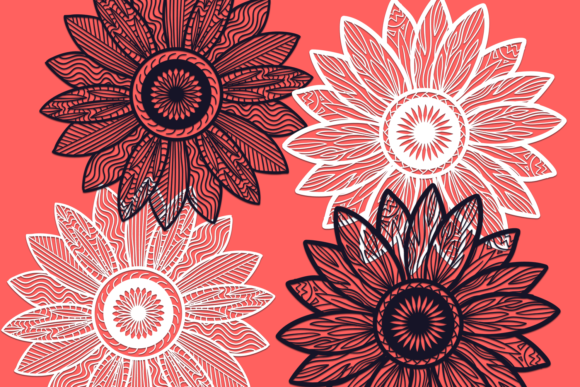 24 Zentangle Sunflowers SVG Cut Files 3