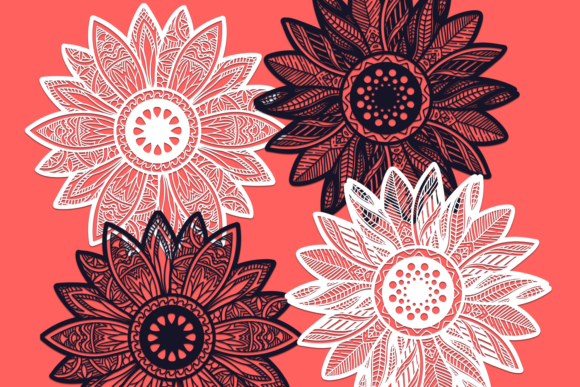 24 Zentangle Sunflowers SVG Cut Files 4