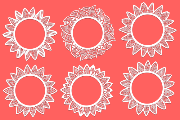 24 Zentangle Sunflowers SVG Cut Files 6