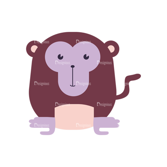 Cute Animals Monkey Svg & Png Clipart 1