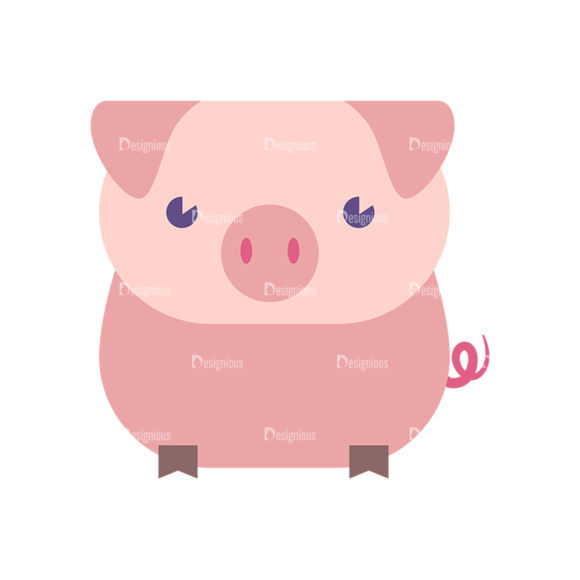 Cute Animals Pig Svg & Png Clipart 1