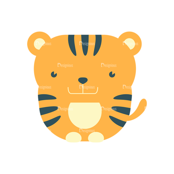 Cute Animals Tiger Svg & Png Clipart 1