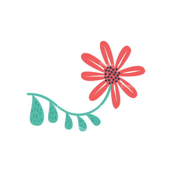 Cute Stylized Floral Vetor Flower Svg & Png Clipart 1