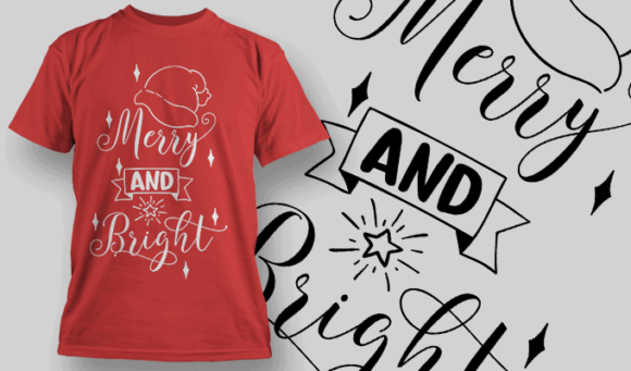 Merry And Bright T Shirt Typography 2152 1