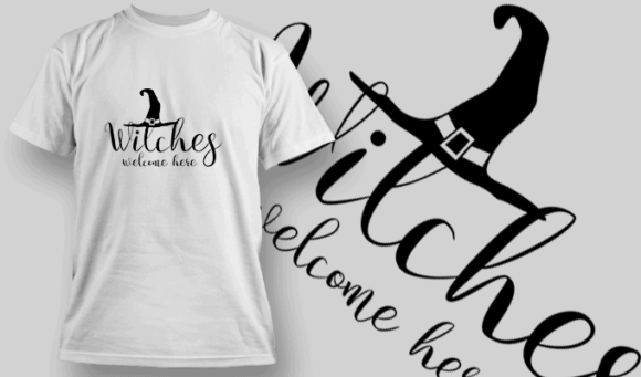 Witches Welcome Here T Shirt Typography 2232 1