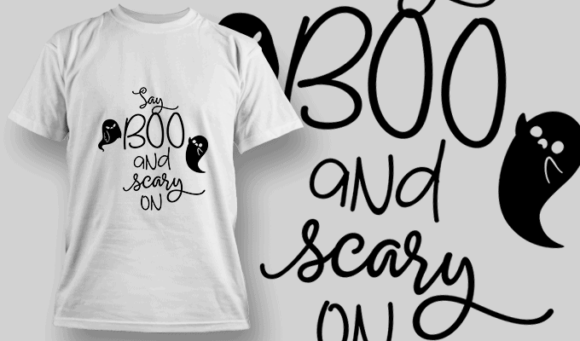 Say Boo And Scary On T Shirt Typography 2303 1