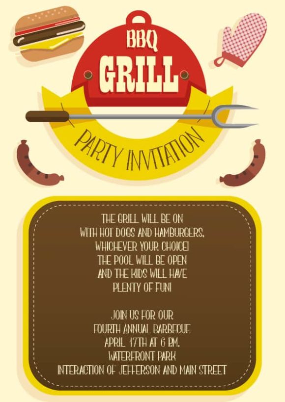 Exciting Template Vector Art: Bbq Vector Art Invitation Template 1