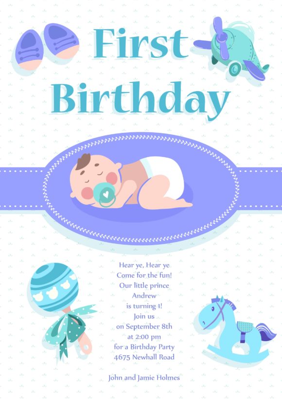 Template Vector Design Baby First Year Vector Invitation Template 1