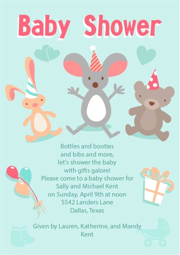 Invitation, Baby Vector Graphic Baby Shower Vector Invitation Template 1