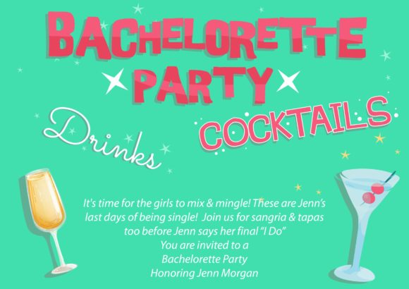 Awesome Bachelorette Vector Graphic: Bachelorette Party Vector Graphic Invitation Template 1