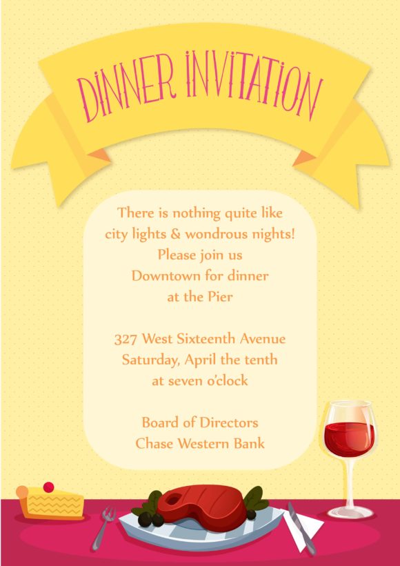 Exciting Party Vector Art: Dinner Party Vector Art Invitation Template 1